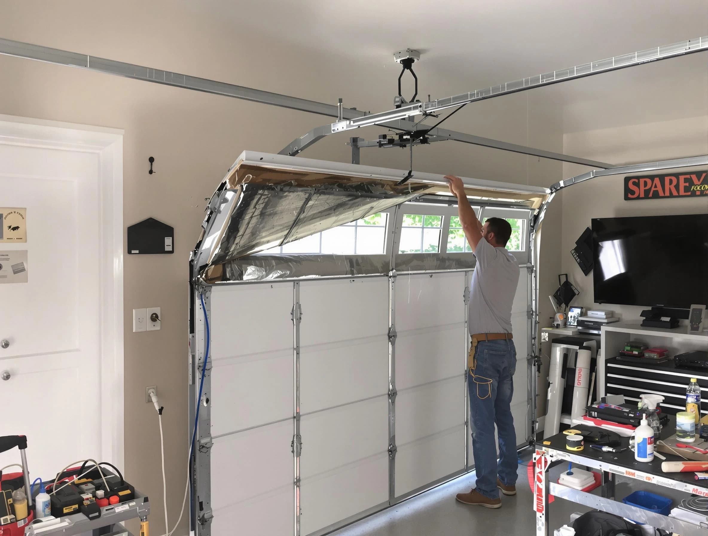 Garage door section replacement by Innsbrook Garage Door Repair in Innsbrook