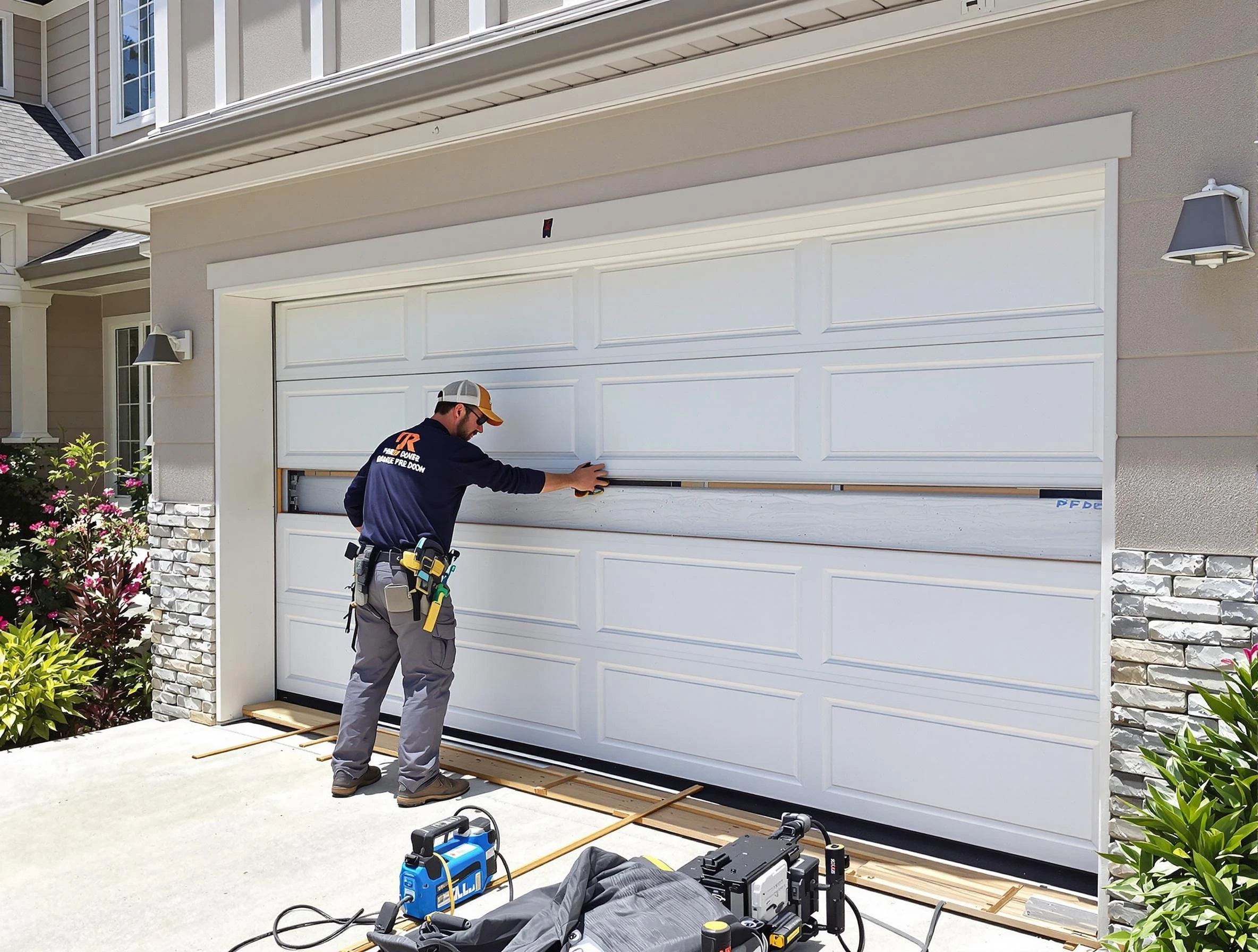 Innsbrook Garage Door Repair team performing complete garage door replacement at Innsbrook residence
